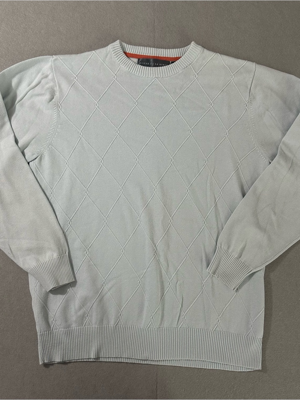 Oscar de la Renta Light Blue Diamond-Textured Crewneck Sweater